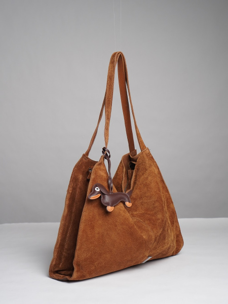 452-52 91195 Сумка хобо женская натуральная замша Safenta коричневый