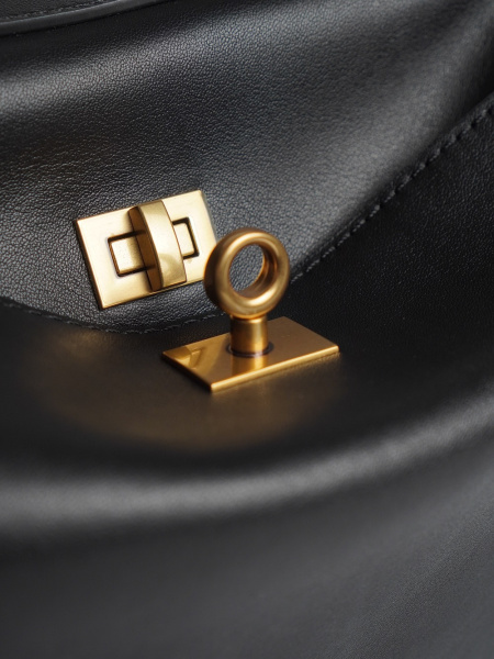 447-48 BL29см(золото) Сумка стракчэд женская натуральная кожа Ludor черный