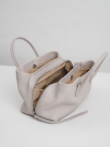 455-62 3669 Сумка тоут женская натуральная кожа Ludor светло-серый