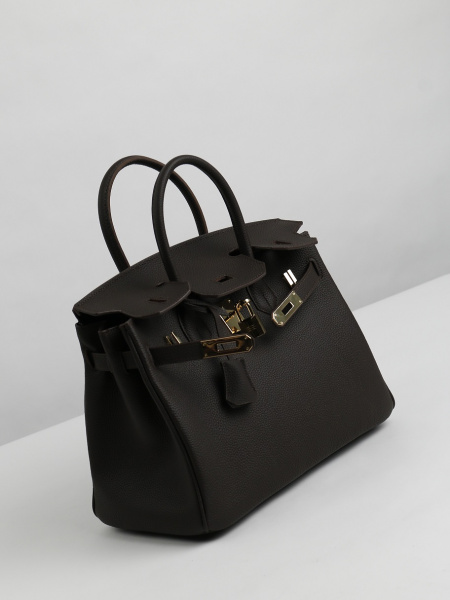 455-83 ВК30 Сумка тоут женская натуральная кожа Ludor темно-коричневая