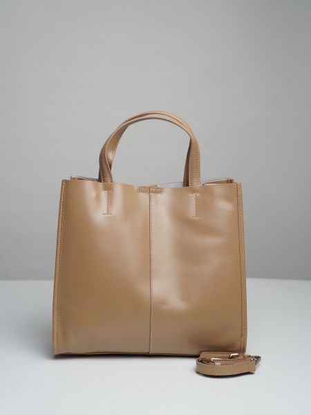 455-78 219 Сумка тоут женская натуральная кожа Ludor бежевый