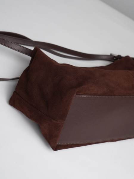 450-86 10-068 Сумка хобо женская замша Ludor темно-коричневый