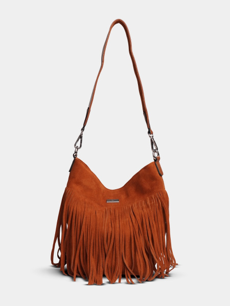 452-49 91163 Сумка хобо женская натуральная замша Safenta коричневый