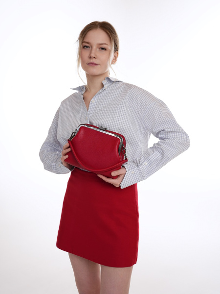 455-48 550227 Сумка фрейм женская экокожа Ludor синий