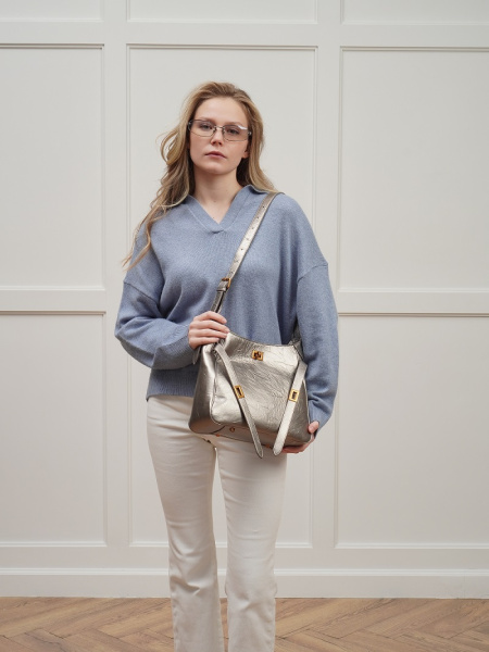 439-03 68011 Сумка хобо женская экокожа Ludor бронза