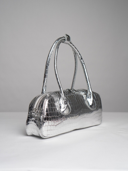 443-59 23039 Сумка доум женская натуральная кожа Ludor серебристый