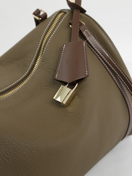 456-63 6189 Сумка доум женская натуральная кожа Ludor серо-бежевый