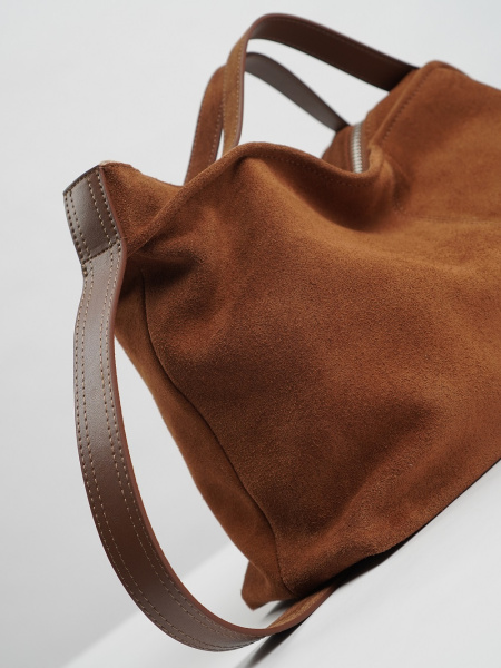 454-04 BD7269 Сумка тоут женская натуральная замша Ludor кирпичный