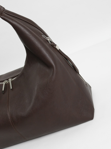 456-02 550282 Сумка хобо женская экокожа Ludor темно-коричневый