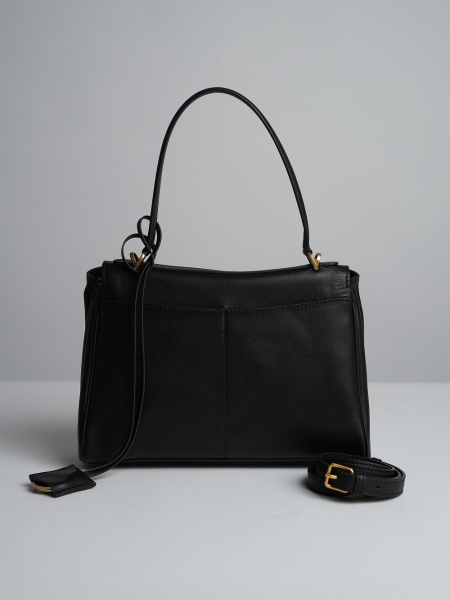 447-48 BL29см(золото) Сумка стракчэд женская натуральная кожа Ludor черный