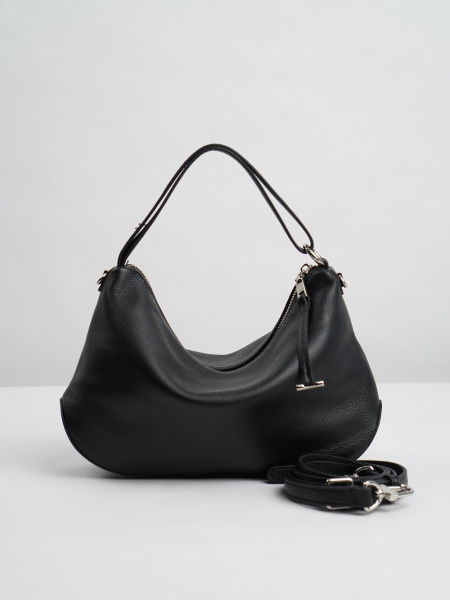 454-12 7771 Сумка хобо женская натуральная кожа Ludor черный