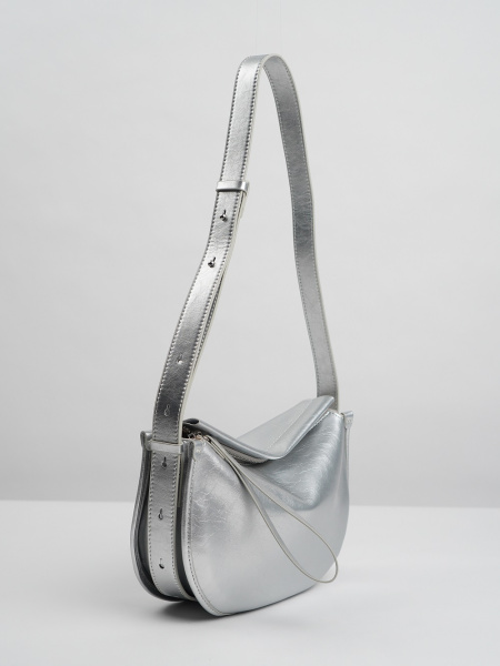 фото 430-41 9941 Сумка кросс-боди женская натуральная кожа Ludor серебристый