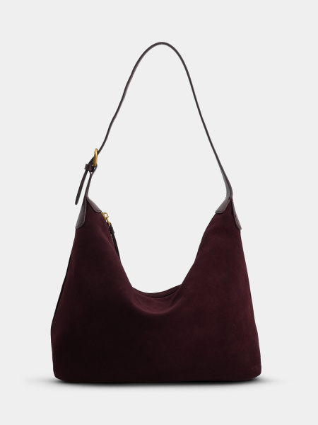 453-90 10-079 Сумка хобо женская натуральная замша Ludor бордовый