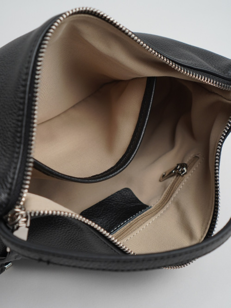 454-12 7771 Сумка хобо женская натуральная кожа Ludor черный