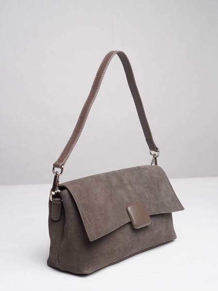 фото 453-35 6016-2 Сумка кросс-боди женская натуральная замша Ludor серый
