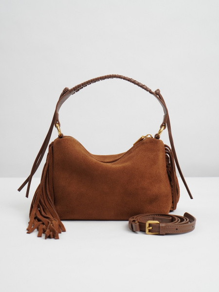 453-97 BD9517 Сумка хобо женская натуральная замша Ludor кирпичный