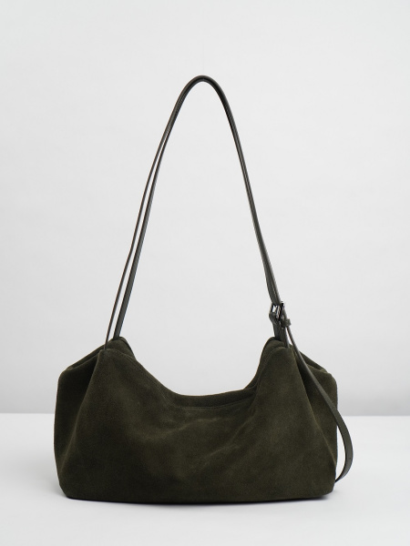 453-94 BD5847 Сумка хобо женская натуральная замша Ludor зеленый