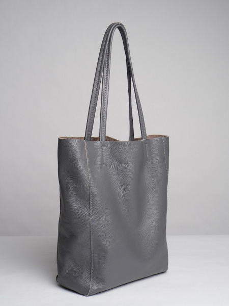 фото 440-55 815 Сумка шоппер женская натуральная кожа Ludor серый