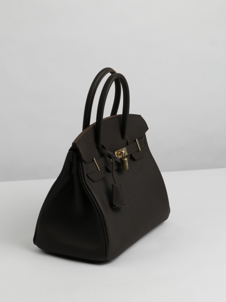 455-83 ВК30 Сумка тоут женская натуральная кожа Ludor темно-коричневая