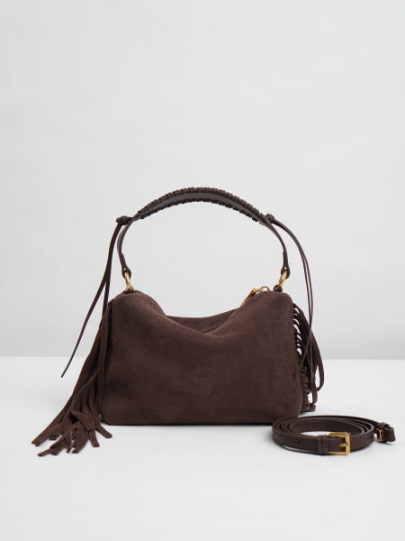 453-96 BD9517 Сумка хобо женская натуральная замша Ludor темно-коричневый
