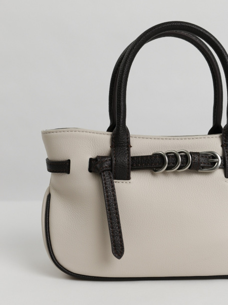 457-51 8845 Сумка тоут женская натуральная кожа Ludor бежевый-коричневый