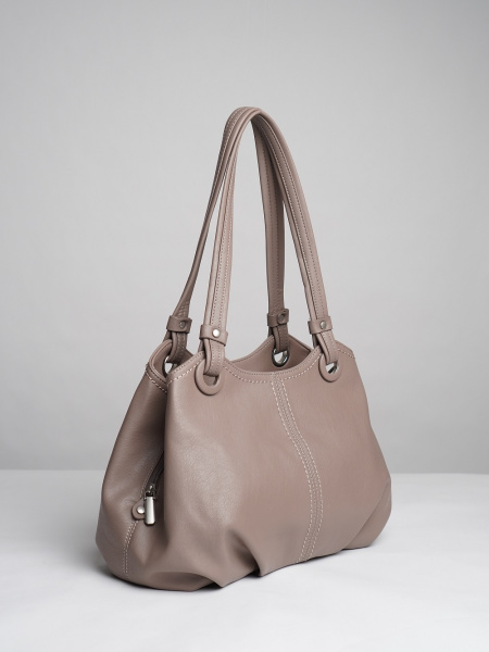 456-27 550230 Сумка доум женская экокожа Ludor серо-бежевый