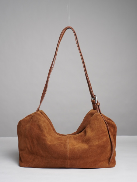 453-93 BD5847 Сумка хобо женская натуральная замша Ludor кирпичный