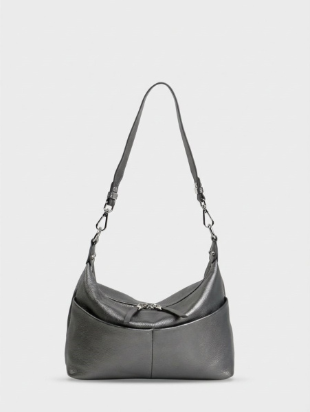 456-50 8517 Сумка хобо женская натуральная кожа Ludor серый