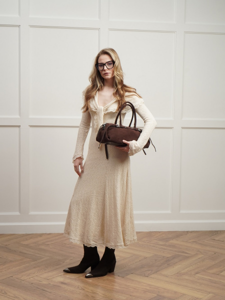 452-58 98420 Сумка доум женская натуральная замша Safenta темно-коричневый