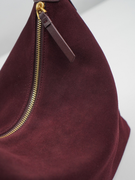 453-90 10-079 Сумка хобо женская натуральная замша Ludor бордовый