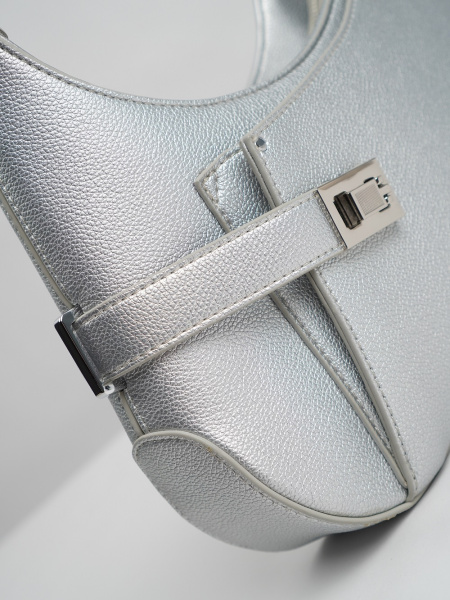 426-42 G8007 Сумка хобо женская экокожа Ludor серебристый