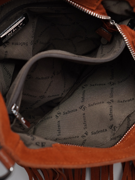 452-49 91163 Сумка хобо женская натуральная замша Safenta коричневый