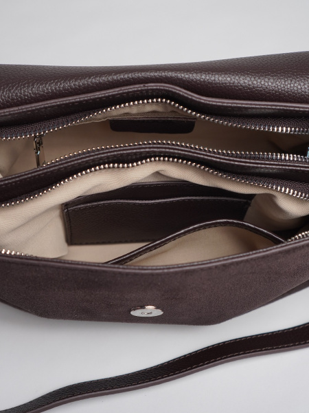 фото 453-34 6016-2 Сумка кросс-боди женская натуральная замша Ludor темно-коричневый