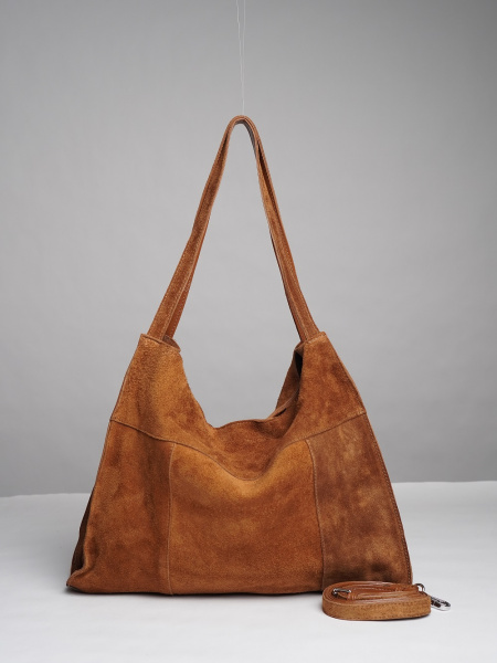 452-52 91195 Сумка хобо женская натуральная замша Safenta коричневый