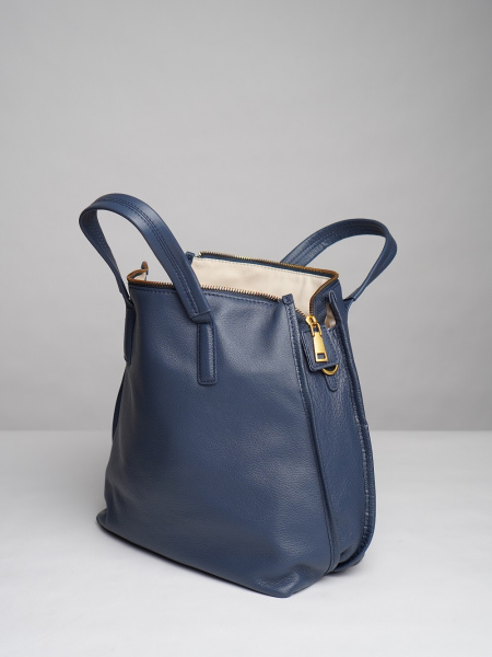 453-22 7008 Сумка тоут женская натуральная кожа Ludor синий