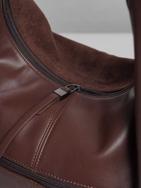 451-42 550237 Сумка хобо женская эко замша Ludor темно-коричневый