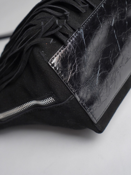 452-48 91163 Сумка хобо женская натуральная замша Safenta черный