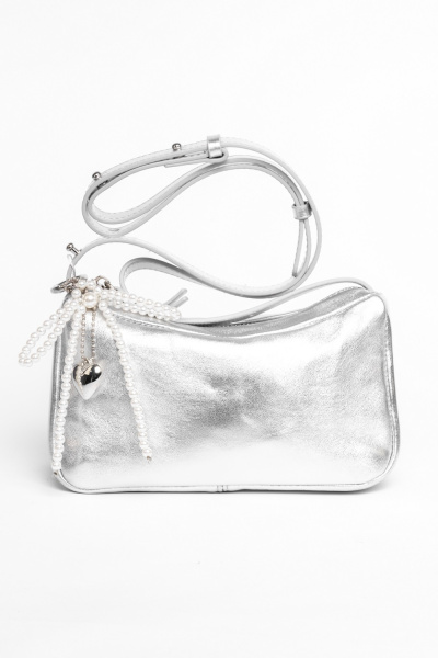 431-31 10-042 Сумка кросс-боди женская натуральная кожа Ludor серебристый фото 431-31 10-042 Сумка кросс-боди женская натуральная кожа Ludor серебристый