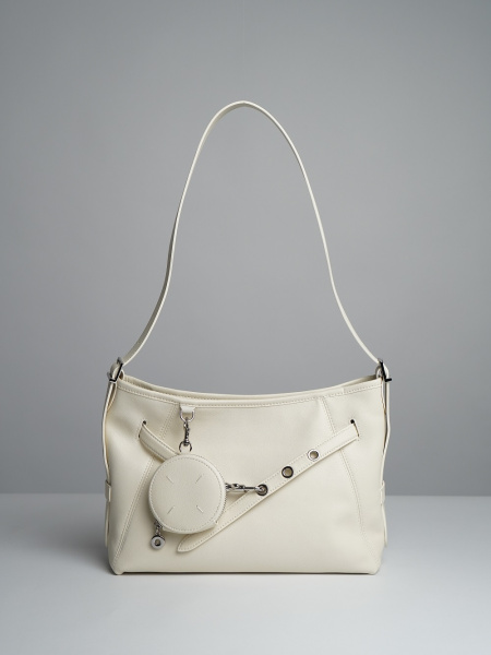 447-14 68898 Сумка хобо женская натуральная кожа Ludor молочный