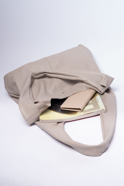 фото 420-19 q5928 Сумка шоппер женская натуральная кожа Polina&Eiterou молочный