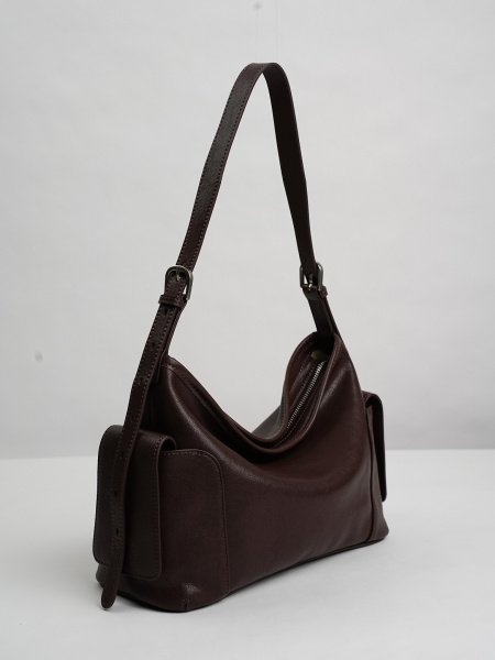 454-84 HR7271 Сумка хобо женская натуральная кожа Ludor темно-коричневый