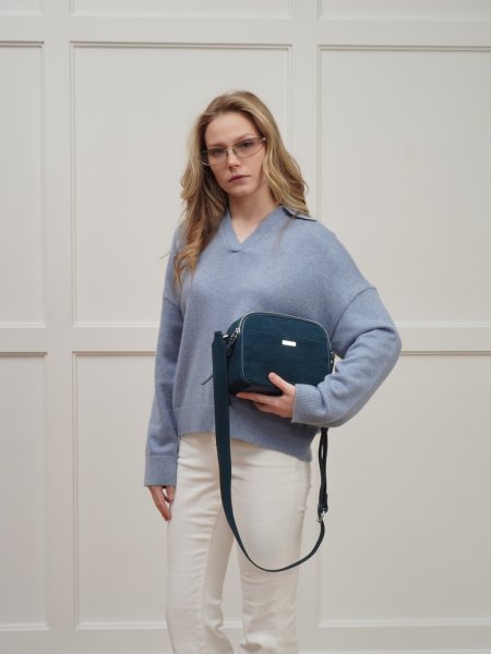 фото 452-53 98177-3 Сумка кросс-боди женская натуральная замша Safenta бирюза