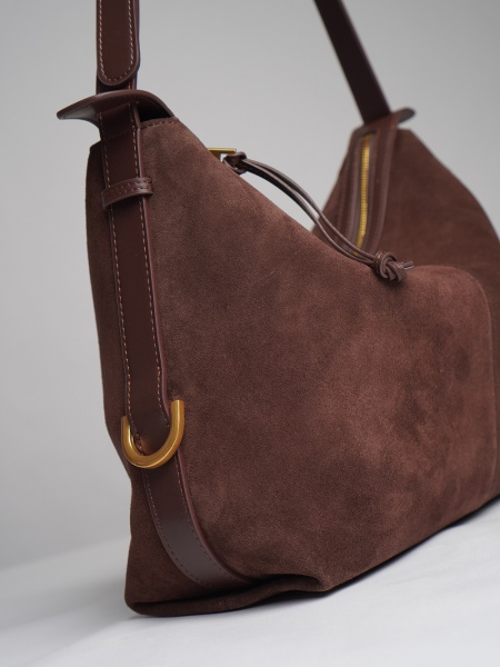 452-11 BD9501 Сумка хобо женская замша Ludor темно-коричневый
