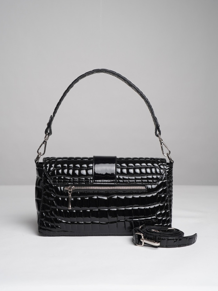 440-72 1891 Сумка стракчэд женская натуральная кожа Ludor черный