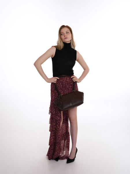 454-87 HR68935 Сумка тоут женская натуральная кожа Ludor черный