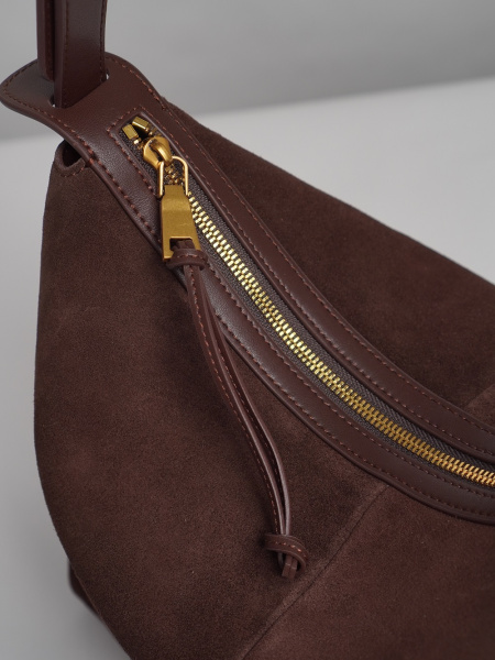 452-11 BD9501 Сумка хобо женская замша Ludor темно-коричневый