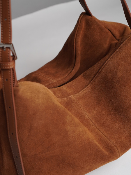 453-93 BD5847 Сумка хобо женская натуральная замша Ludor кирпичный