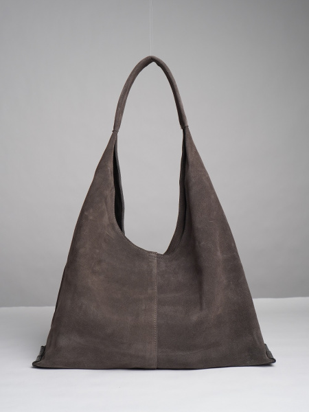 452-46 91175 Сумка хобо женская натуральная замша Safenta серый