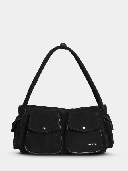 452-56 91181 Сумка доум женская натуральная замша Safenta черный