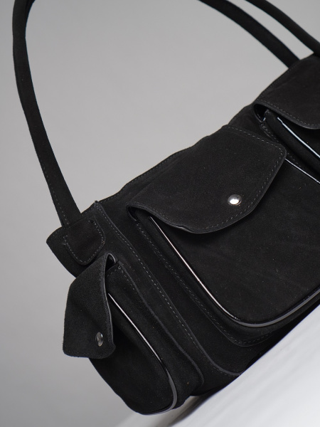 452-56 91181 Сумка доум женская натуральная замша Safenta черный